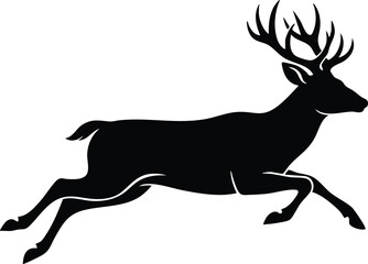 Fototapeta premium Jumping Deer Silhouette Collection – Premium Black Wildlife Vector, Leaping Deer, Elegant Forest Animal Clipart for Cricut, Laser Cutting & Craft Design