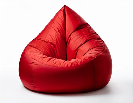 red bean bag chair isolated on a white background file