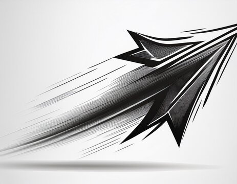 fast flying arrow with motion blur isolated on a white background