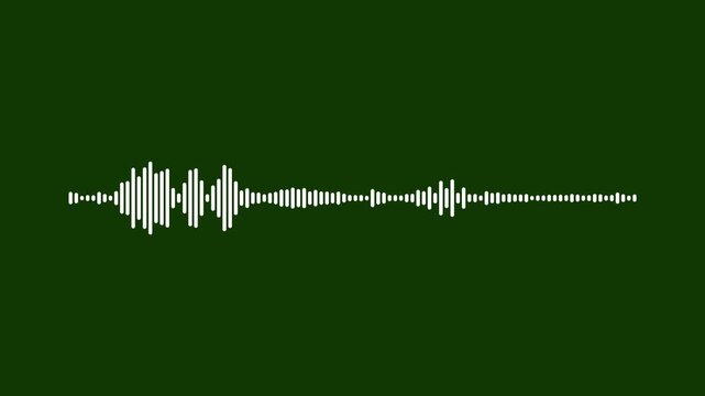 White audio spectrum visualizer animation, podcast audio frequency signal meter, futuristic audio waves visualization on green background, perfect for music promotion or sound design projects, 4k