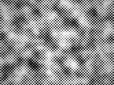 Abstract Black and White Halftone Dot Pattern Background Texture Featuring Retro Grunge Comic Book Pop Art Style and Gradient Dither Effect