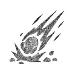 Sketch monochrome meteor strike icon design © David Zydd