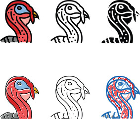 Obraz premium styles turkey animal zoo color icon vector. turkey animal zoo sign. isolated symbol