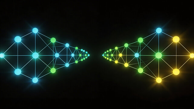 Abstract glowing network nodes