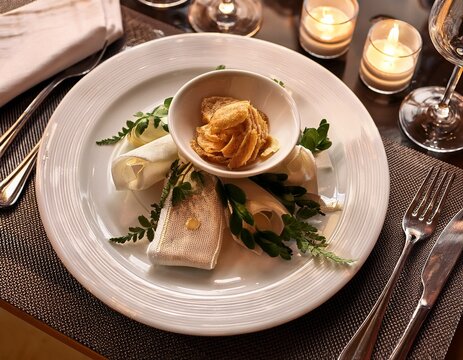 photo of dinner at restaurant hotel photography ai generated