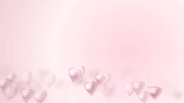 Elegant soft pink skincare backdrop featuring floating heart bubbles in motion animation