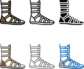 Fototapeta premium styles warrior shoe ancient rome color icon vector. warrior shoe ancient rome sign. isolated symbol