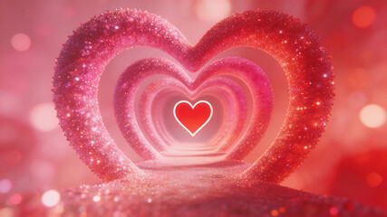 Obraz premium Heart shaped tunnel with glowing sparkles