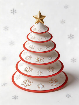 Paper Christmas tree with snowflakes