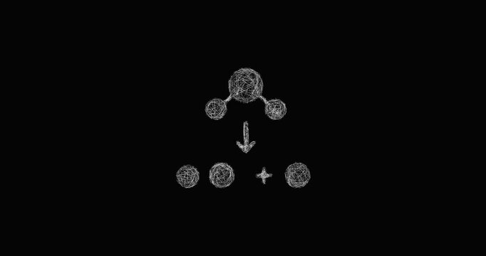 Sketch decomposition reaction icon animation - smooth progressive reveal
