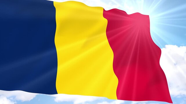 Chad Flag Seamless Loop 4k 60fps on Sky Background