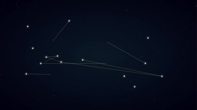 Animated constellation lines connecting stars in night sky animation 4k background, astronomy