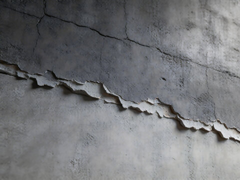 Cracked concrete wall surface