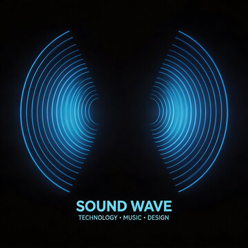 Blue sound wave patterns on black background