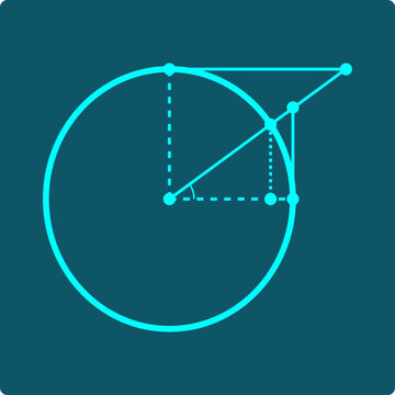 Trigonometric Identity Icon &ndash; unit circle with sine, cosine, tangent, cotangent, secant, and cosecant as line segments