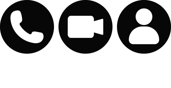 Video call icon set featuring online video chat controls, meeting interface buttons, conferencing and collaboration workspace design