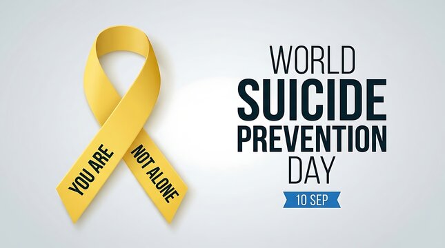 World suicide prevention day yellow ribbon with you are not alone message