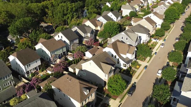 Aerial shot of new homes in the historic Oakdale and Mordecai neighborhood of near downtown Raleigh