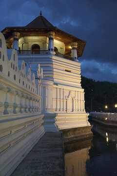 A very important Buddhist shrine - Temple of the Tooth. Evening. Sri Lanka