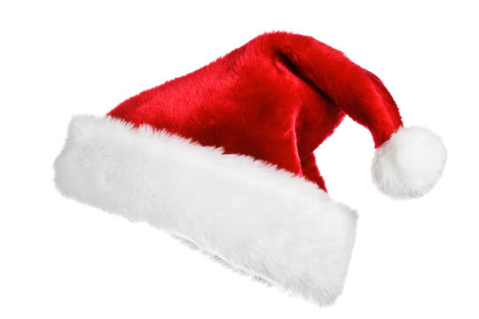 Scene featuring santa's red hat isolated on white
