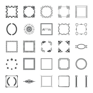 Elegant decorative frames borders and ornaments for creative designs and layouts
