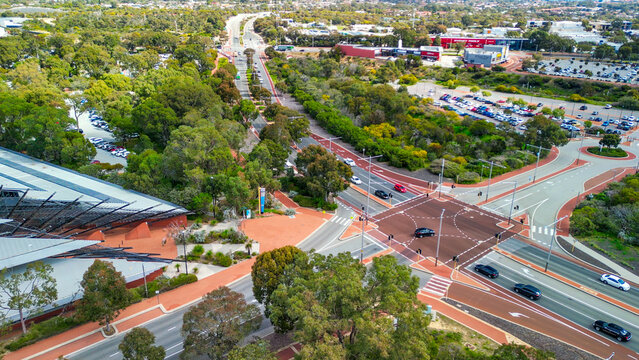 Aerial view of Joondalup Campus, showcasing modern architecture and green spaces in Western Australia