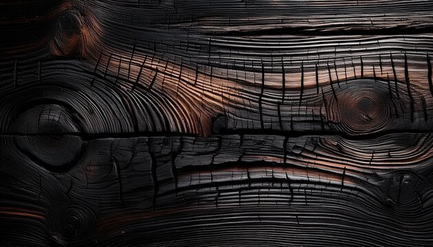 charred wood texture with dark burnt patterns rustic and natural background