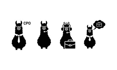 Fototapeta premium Professional llama characters in business attire and roles.