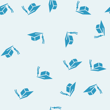 graduation hat cap vector glyph seamless pattern graduation hat cap sign illustration
