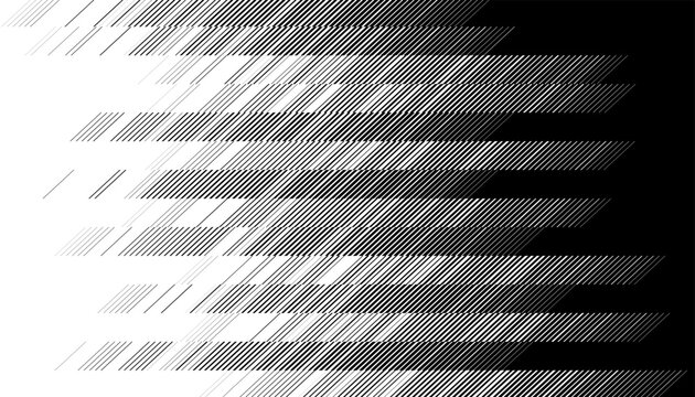 Black and white smooth transition of diagonal lines pattern for sporty and grunge background element. Easy to edit without losing quality. Vector Format Illustration. EPS10 