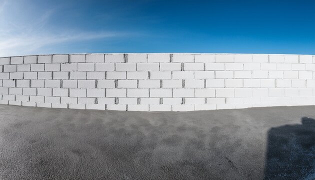 white cinder block wall with wide panoramic view white cinder block wall panorama architecture construction