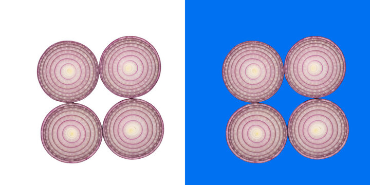 Fresh red onion slices arranged in a simple square pattern transparent png