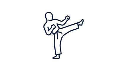 Man doing karate kick pose. © Hanif