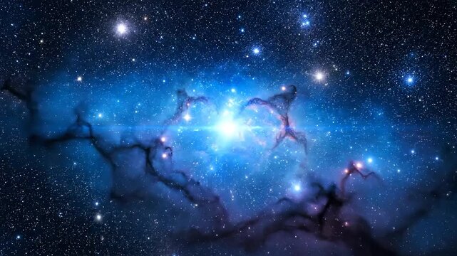 Nebula shines brightly amidst a star filled cosmic landscape showing stellar evolution video star cluster