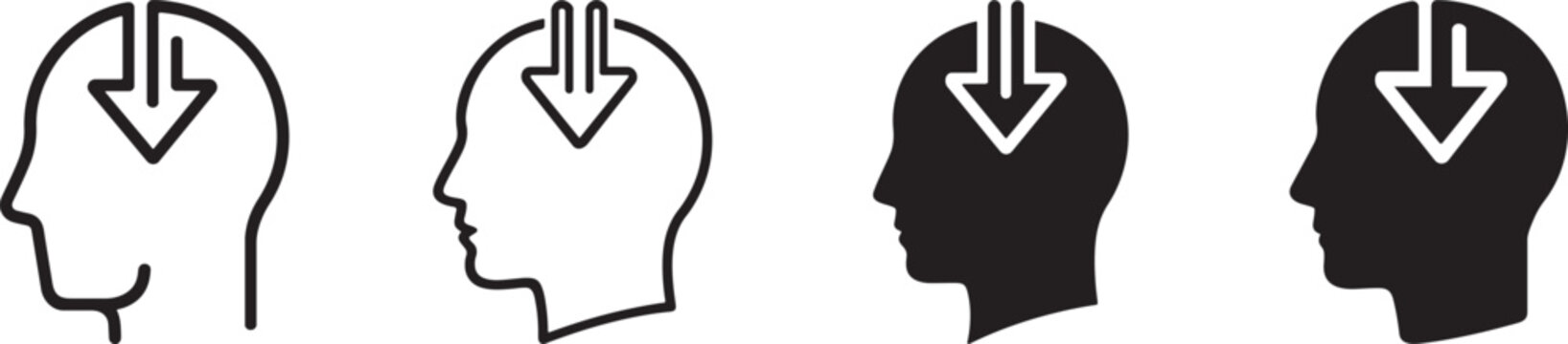 Head arrow vector icon set.