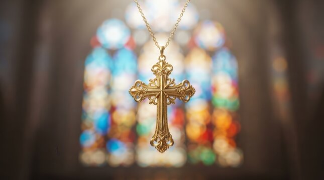 Christian jewelry featuring a gold cross that symbolizes faith, hope, and love.