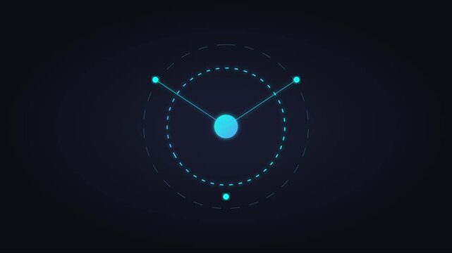 Digital hud clock interface animation with glowing neon blue circular loading 4k