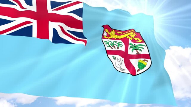 Fiji Flag Seamless Loop 4k 60fps on Sky Background