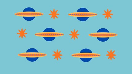 Colorful Abstract Planets and Stars Pattern © Charlotte
