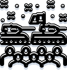 Obraz premium Military tanks advancing across terrain with accompanying troops and smoke, illustrating power, frontline combat operations, defense readiness and the intensity of warfare conflict