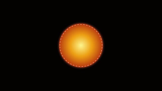 Glowing orange circle with dashed border minimalist animation 4k