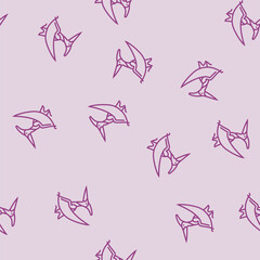 pteranodon dinosaur animal vector line seamless pattern pteranodon dinosaur animal sign illustration © vectorwin
