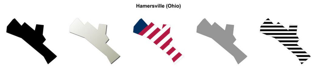 Obraz premium Hamersville (Ohio) blank outline map set