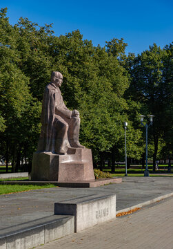 Riga, Latvia - August 27, 2025: A picture of the Janis Rainis Monument in Riga.