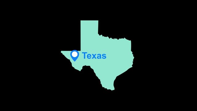 Texas State map with location pin animation