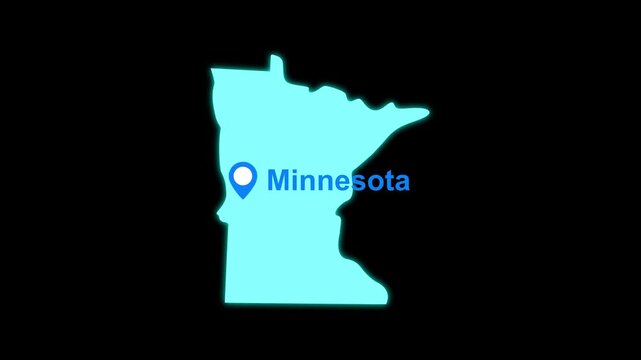 Minnesota State map with location pin animation