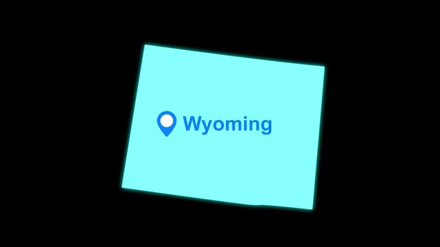 Wyoming State map with location pin animation