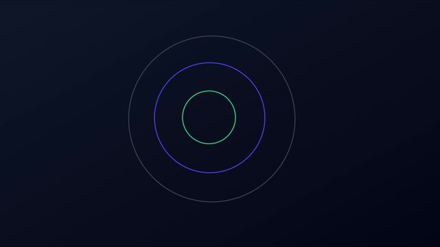 Minimalist abstract concentric circles motion animation 4k background, with pulsing neon, rings for modern, digital and tech presentations