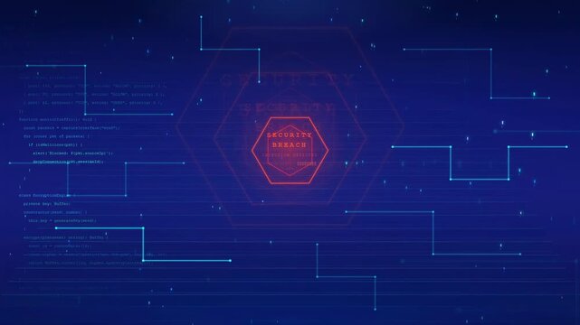 Cyber Security Breach Alert Warning on Digital Network Technology Background