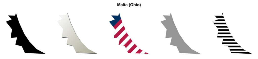 Obraz premium Malta (Ohio) blank outline map set